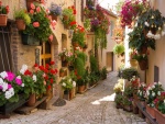 Casas adornadas con flores