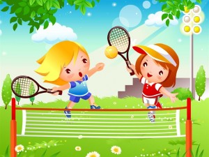 Niñas jugando al tenis