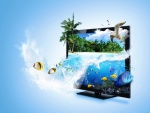 Dos paisajes en un televisor 3D