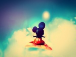 Mickey Mouse en una alfombra voladora