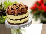 Layer cake de chocolate y crema de pistacho