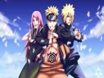 Naruto con sus padres Minato y Kushina
