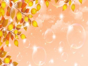 Postal: Burbujas y ramitas con hojas amarillas