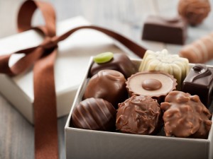 Caja con bombones de chocolate