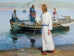 Jesús de Nazaret saludando a los pescadores