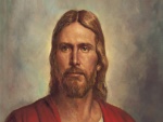 Retrato de Jesucristo con una túnica roja
