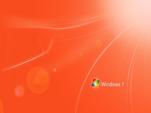 Windows 7 en un fondo naranja luminoso