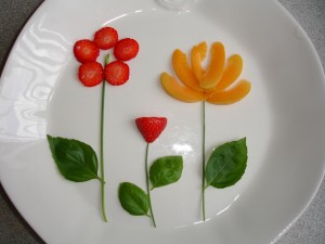 Tres flores de frutas