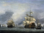 Willem van de Velde el Joven "Navíos tomados durante la batalla de los cuatro días"