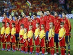 Jugadores de la Selección Española antes del partido