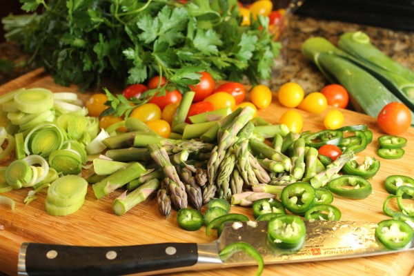 Cortando verduras con un buen cuchillo