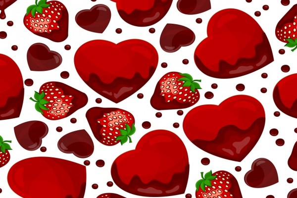 Dibujo con corazones y fresas