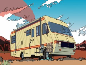Postal: Dibujo de la caravana de Breaking Bad