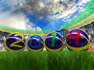 Balones formando el año del mundial de fútbol "Brasil 2014"