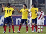 Jugadores de la Selección Colombiana sobre el césped