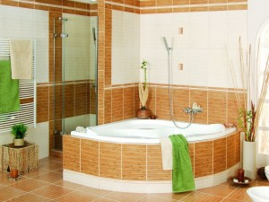 Postal: Elegante cuarto de baño con jacuzzi