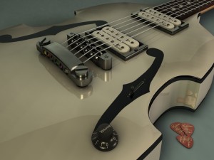Guitarra eléctrica y púas