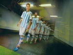 Los jugadores de la Selección Argentina saliendo al terreno de juego