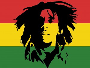La cara de Bob Marley estampada en la bandera