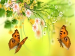 Mariposas junto a unas flores