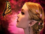 Hada comunicándose con la mariposa