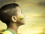 Niño con los colores de Brasil 2014