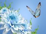 Mariposa volando sobre una flor