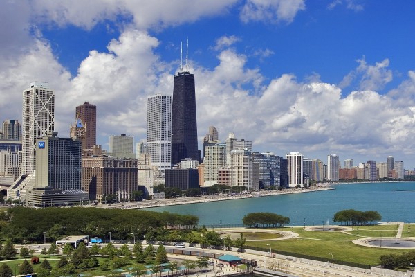 La ciudad de Chicago y el lago Míchigan