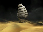 Barco en las arenas del desierto