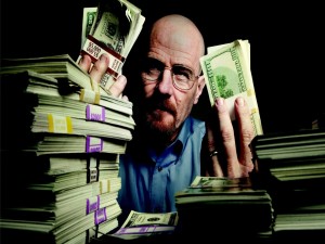 Postal: Walter con una gran cantidad de billetes