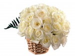 Cesta con unas preciosas rosas blancas