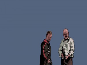 Dibujo de Jesse y Walter personajes de la serie "Breaking Bad"
