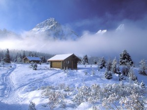 Postal: Cabañas en un lugar con mucha nieve