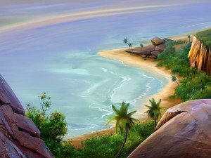 Postal: Una bonita playa vista desde las rocas