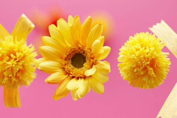 Flores amarillas de tela