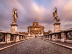 Puente de Sant' Angelo y el Mausoleo de Adriano (Roma, Italia)