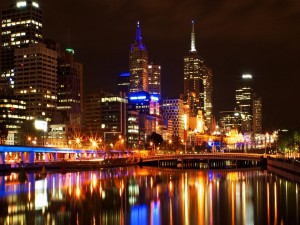 Luces en el río Yarra (Melbourne)