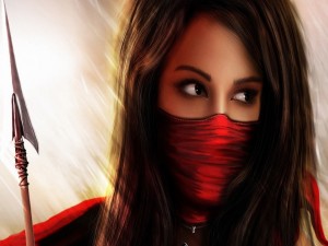 Postal: Hermosa mujer ninja