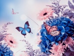 Mariposa volando sobre las flores