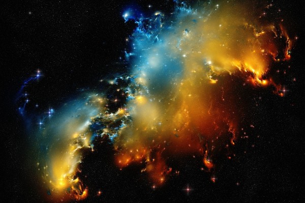 Nebulosas y brillantes estrellas en el espacio