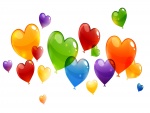 Varios globos en forma de corazones con bonitos colores