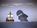 Gran ballena atacando al barco pirata