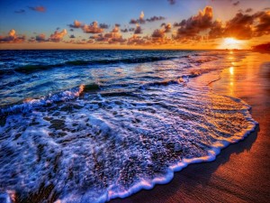 Postal: Bello amanecer en la playa