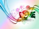 La palabra "Love" con bonitos colores y dibujos