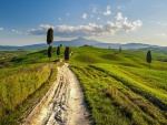 Paisaje rural en las colinas de Toscana (Italia)