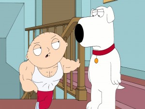Postal: Stewie Griffin y Brian en la serie "Padre de Familia"