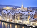 Noche de invierno en Zúrich (Suiza)