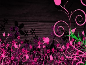 Jardín digital con flores rosas