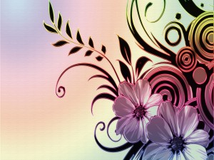 Postal: Dibujo abstracto con bonitas flores
