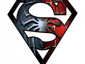 Postal: Unión del logo de Superman y Spiderman